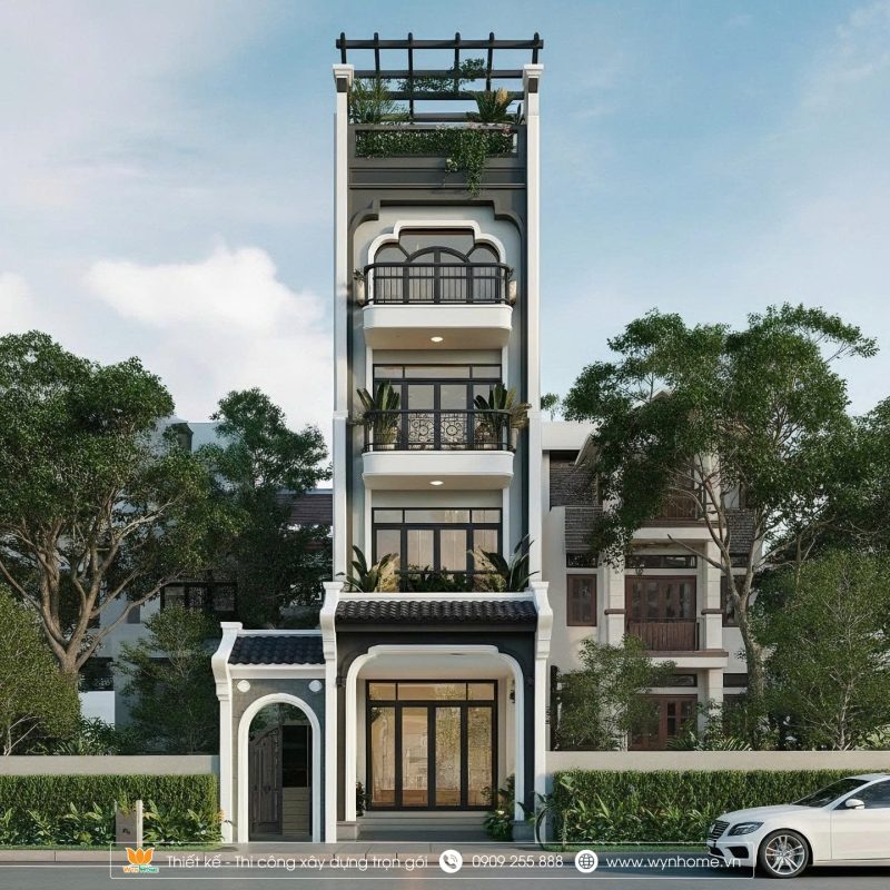 mẫu nhà 4 tầng mặt tiền 5m