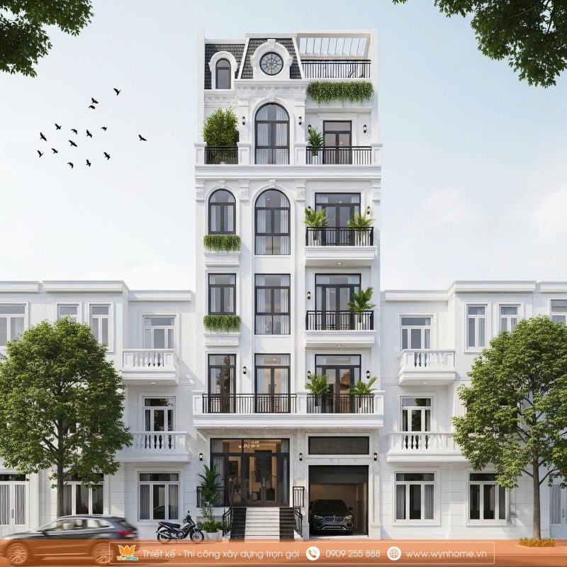 mẫu nhà 5 tầng tân cổ điển