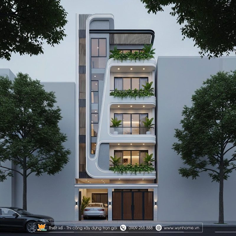 mẫu nhà 5 tầng đẹp hiện đại