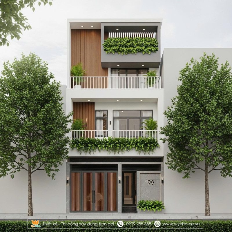 trang trí mặt tiền nhà ống 3 tầng đẹp