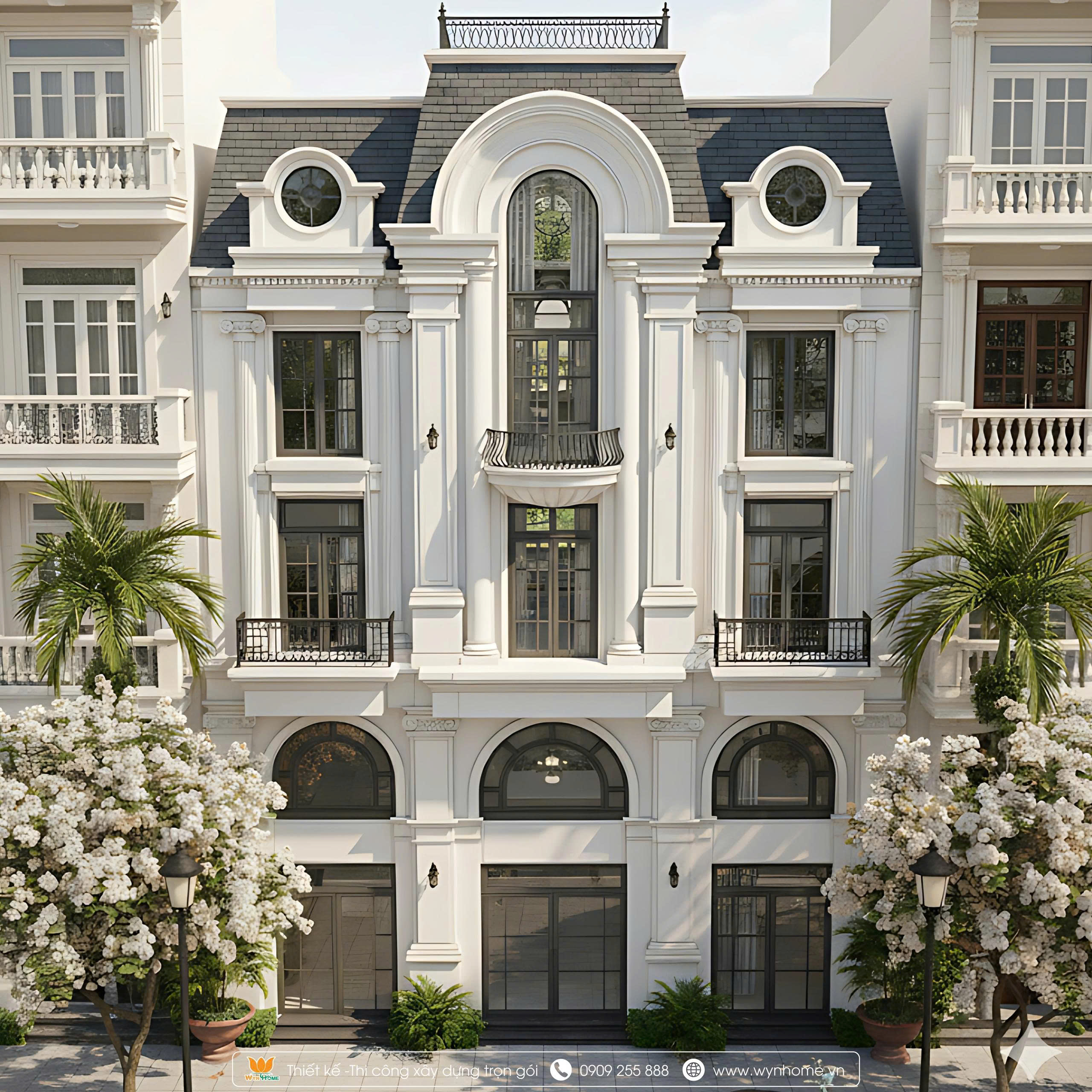 mẫu nhà vuông 3 tầng đẹp