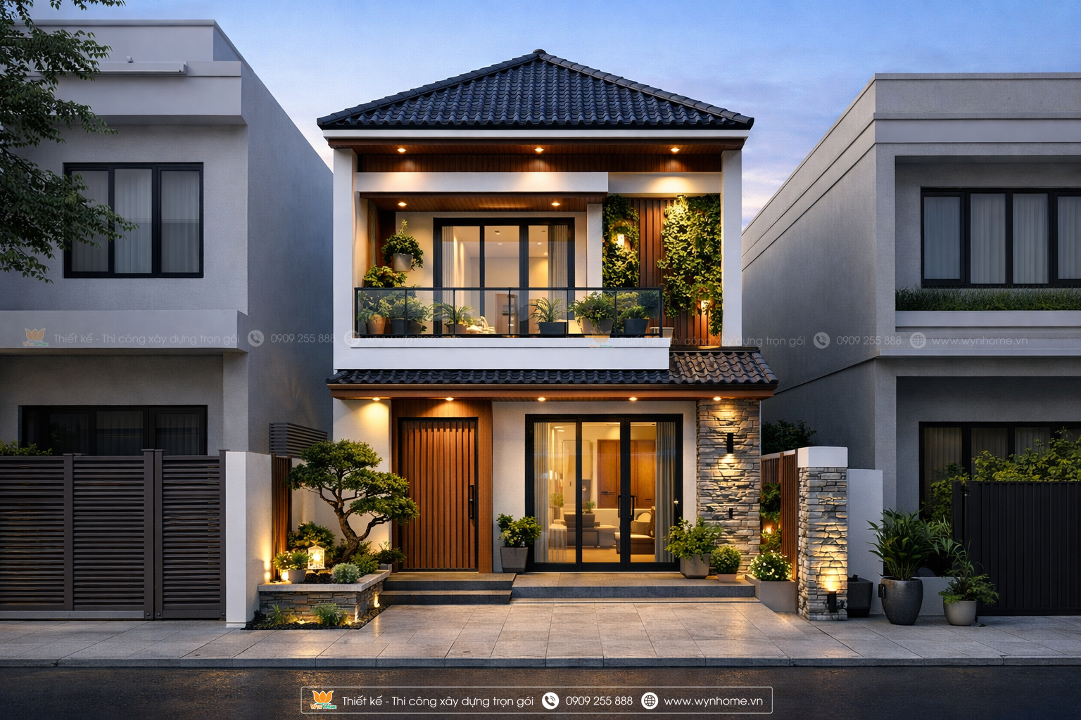 thiết kế nhà 2 tầng 3 phòng ngủ