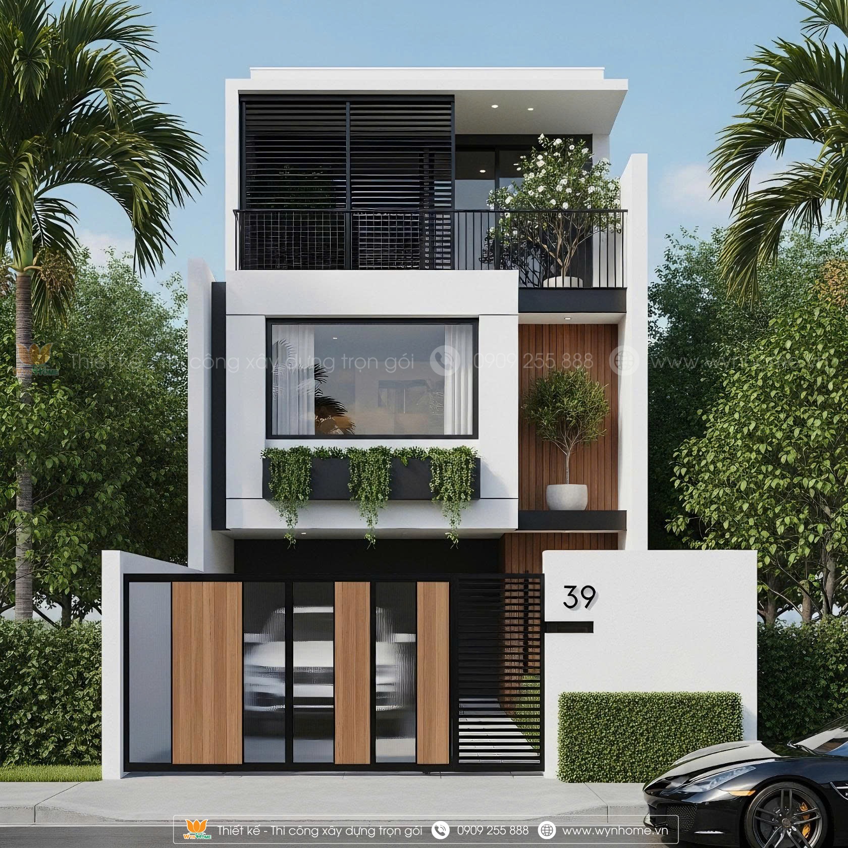 mẫu nhà phố đẹp 3 tầng